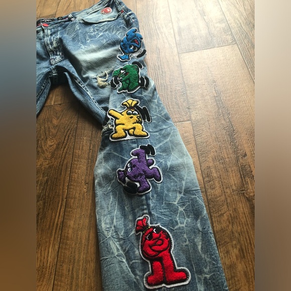 Mens Frost Originals Jeans 44 X 34” Baggy Distressed Unique Patches Rn96281 - Picture 2 of 16